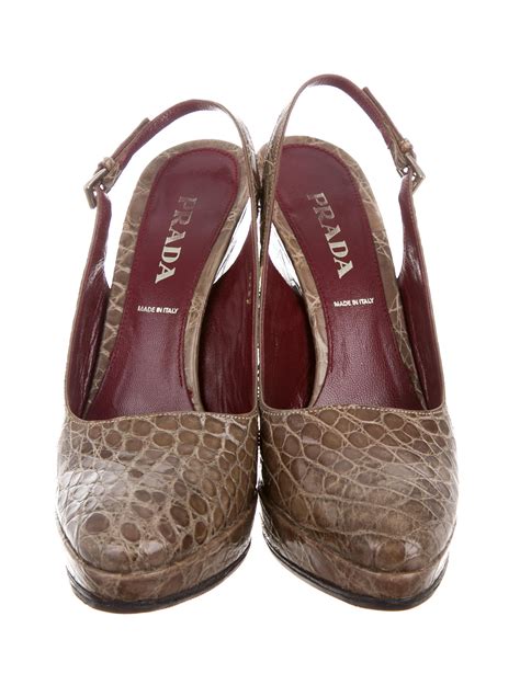 Prada Crocodile Slingback Sandals 